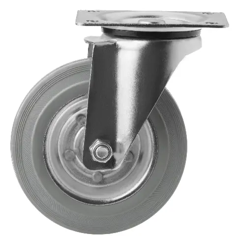 Промышленное колесо 160 мм (площадка, поворотное, серая резина, роликоподшипник) - SC 63 f